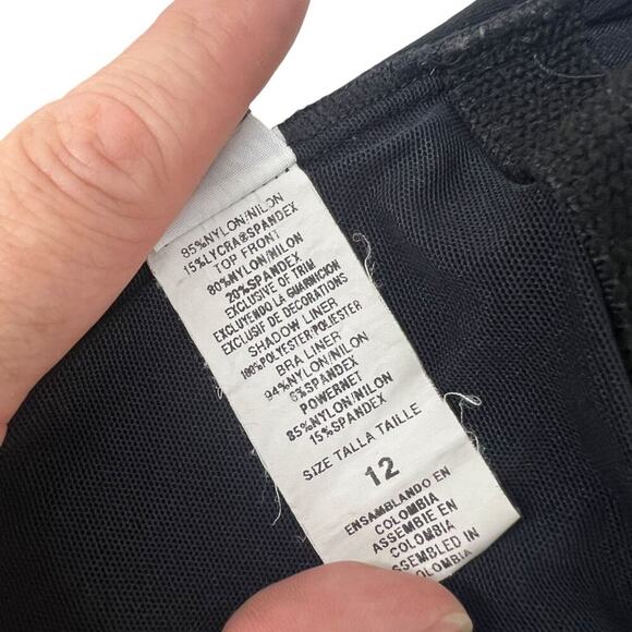 Longitude Black Mesh Velvet Detail One Piece Slimming Swimwear Womens Size 12 - Picture 5 of 6